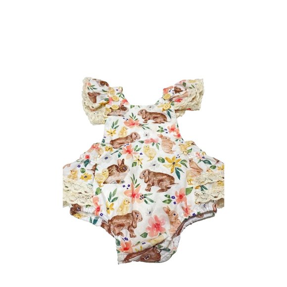 Baby One Piece Cute Romper Easter Theme with Bunnies/Flowers Brand New - Picture 12 of 12